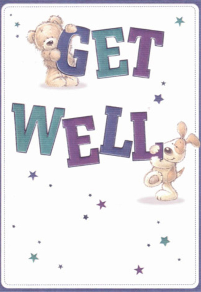 In this enchanting get well card, the artistic charm of a teddy bear and a puppy comes alive, echoing the warmth and serenity of Carshalton's village corners. The teddy bear, rendered in soft amber tones, interacts lovingly with the bold, purple 'GET,' while a floppy-eared puppy-its velvety fur depicted in creamy golden strokes-rests nearby, lending animated mischief to the teal 'WELL.' Playful stars twinkle amid shades of indigo and blue, dotting the pristine background as if scattering best wishes over Carshalton ponds at dusk. Each texture and curve invites touch and connection, paralleling the experience of receiving a thoughtfully composed bouquet from a trusted Carshalton florist. The broad, confidently hand-drawn letters ground the image, exuding reassurance and stability, while the interplay of spirited design and gentle colours fills the card with positive intent. Perfect for sending heartfelt encouragement to friends and family nearby, every brushstroke reveals a commitment to care and the artistry for which local florists are known.