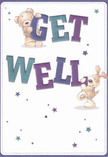 This charming get well card radiates comfort and hope, mirroring the inviting spirit of Carshalton's cosy community. Two sweet companions-a whimsical teddy bear with fleecy fur and an eager, floppy-eared puppy-playfully interact with oversized, textured letters that declare 'Get Well.' The bear, perched cheerfully atop purple script, gazes out with empathy, while the puppy, snuggled beneath bold teal text, brightens the lower half with its lively presence. Across a pristine, light backdrop, sparkling stars in deep blue and violet hues evoke the wonder of Carshalton's twilight skies. Each expressive face and tactile fur detail is lovingly illustrated, offering an emotional embrace as warm as a familiar friend's visit. The energy and joy of the scene suggest the nurturing essence of a hand-picked bouquet delivered from a local Carshalton shop-just the thing for lifting spirits and speeding recovery with a touch of handmade, heartfelt cheer.